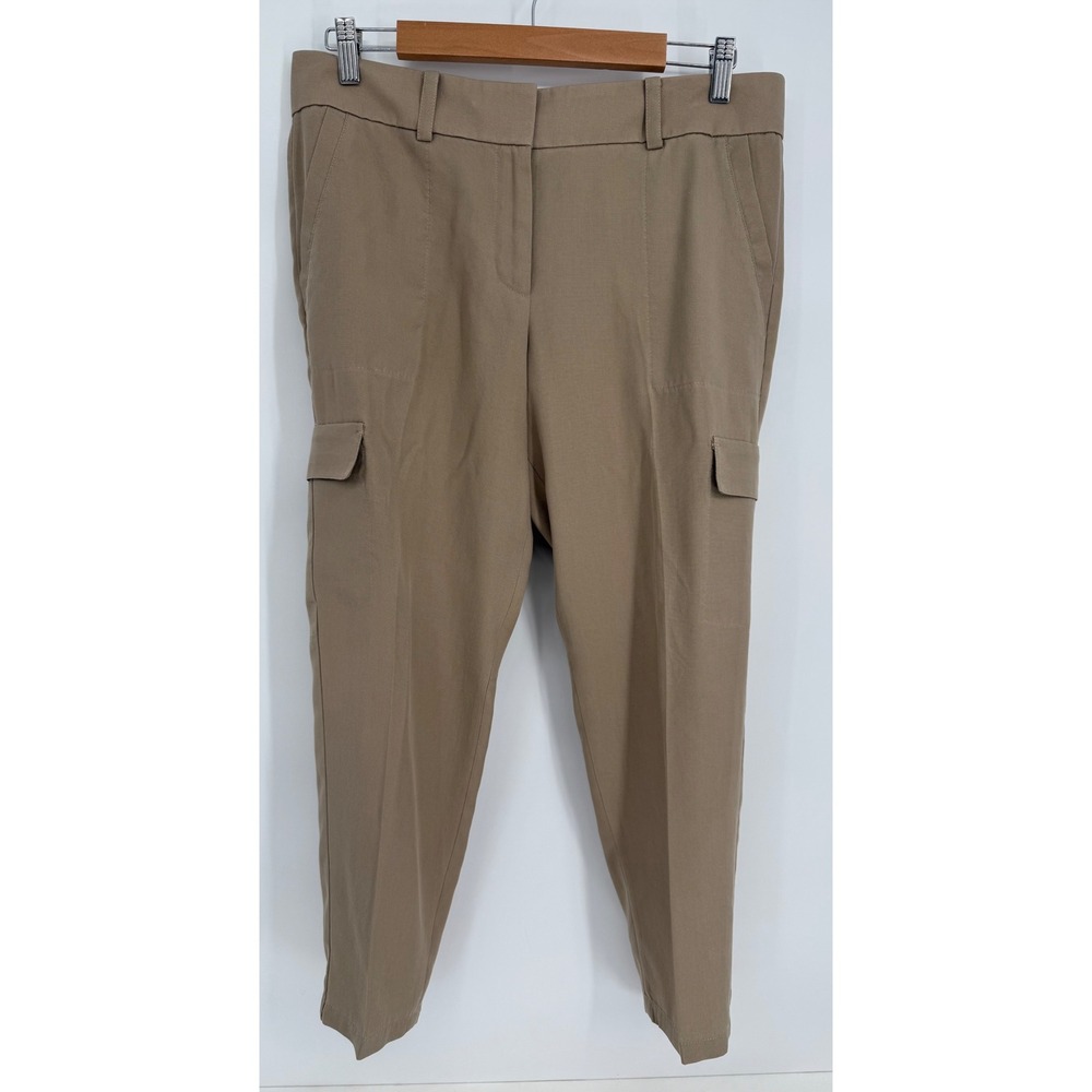 Ann Taylor Petite Tan Lyocell Cargo Tapered Pants Sz 10P